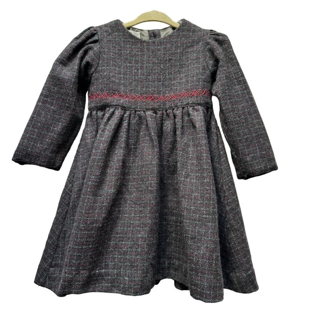 Strasburg Alpaca Wool Dress Holiday Pictures Charcoal Gray Red Girls 18 months